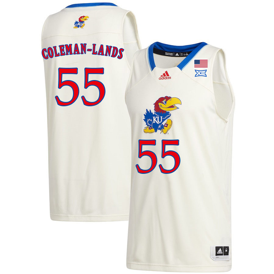 Men #55 Jalen Coleman-Lands Kansas Jayhawks College Basketball Jerseys Sale-Cream